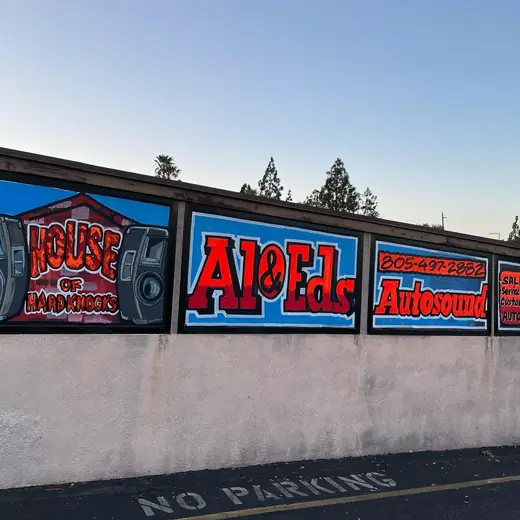 Car audio shop wall sign