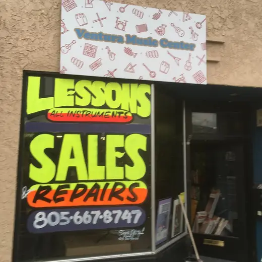 Music shop window lettering