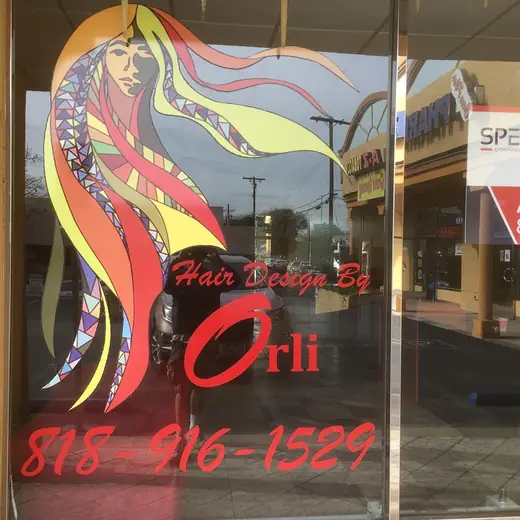 Hair salon window art