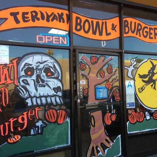 Hand-painted Halloween window